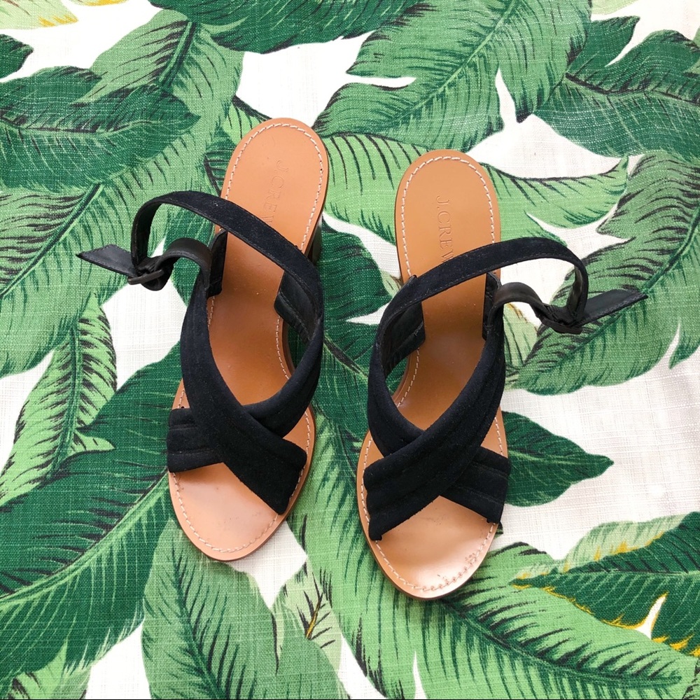 J. Crew Marcie Black Suede Strap-on Sandals